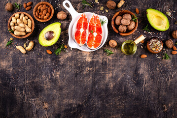 Healthy fat concept. Product with omega 3.