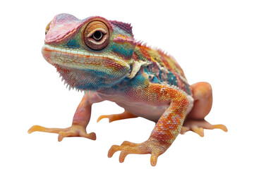 Fototapeta premium chameleon Looks at You in Exotic Colors and camouflage pattern of color