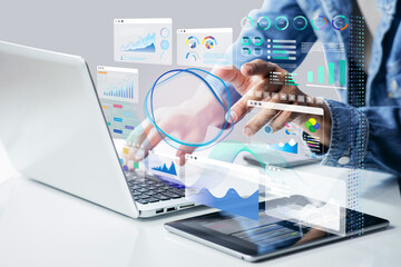 Advanced technology Artificial Intelligence for business management and strategy.big data analytics dashboard.intelligence system