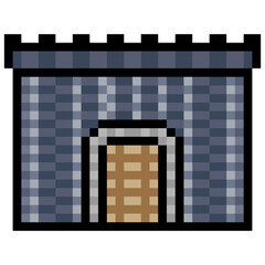 Castle fortress with pixel art
