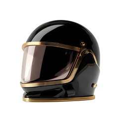 Fototapeta premium digital helmet with golden trim, isolated on white background