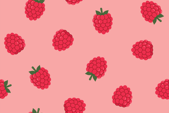 seamless summer pattern with raspberry fruits; perfect for summer-themed apparel, accessories, stationery, packaging and greeting cards - vector illustration