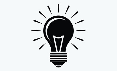 Shining light bulb silhouette, shining light bulb doodle hand drawn vector icon, shining light bulb clipart