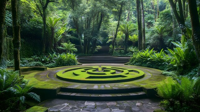 The tranquil surroundings of the Laberint d'Horta Park, with its lush greenery and historic labyrinth.