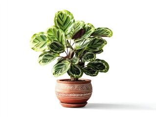 Vibrant Calathea Ornata Houseplant in Terracotta Pot Lush Green and White Leaves Indoor Plant