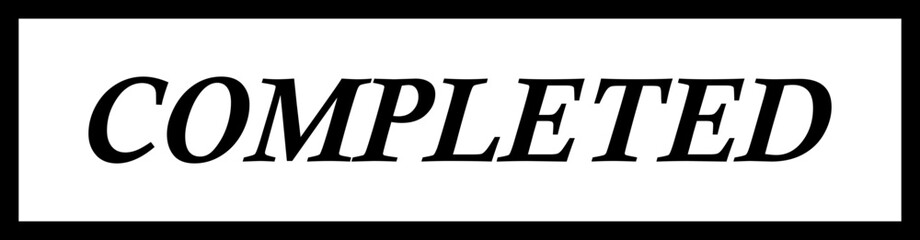 Completed stamp icon. Black line education minimalist design for digital and print projects graphic illustration making a huge impact on visual aesthetics vector isolated on transparent background.