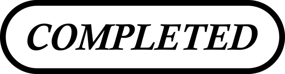 Completed stamp icon. Black line education minimalist design for digital and print projects graphic illustration making a huge impact on visual aesthetics vector isolated on transparent background.