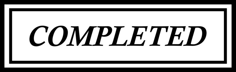 Completed stamp icon. Black line education minimalist design for digital and print projects graphic illustration making a huge impact on visual aesthetics vector isolated on transparent background.