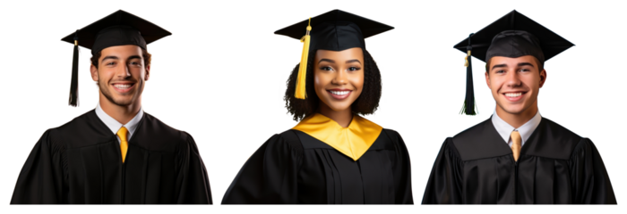 PNG happy graduation student portraits, transparent background
