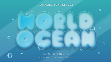 Stylish Aqua Text Effect for World Ocean Day
