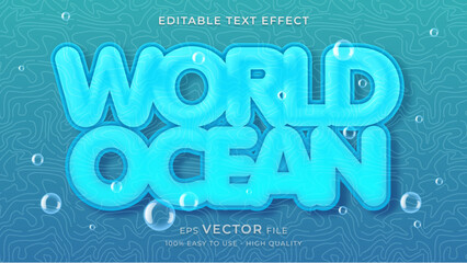 Blue Aqua Text Effect for World Ocean Day