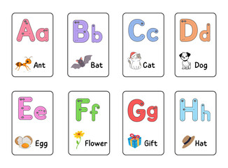 Alphabet colorful flash card with illustration