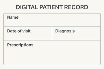 Simple digital patient record form with outlined sections.