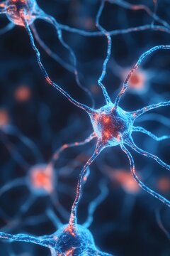 Scientific illustration of interconnected neurons in vibrant colors. Leadership development decision-making and coaching concept.