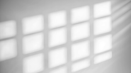 Abstract shadow of leaves on transparent background with soft light through window blinds, window shade. Mockup of transparent shadow overlay. Gray shadow on isolated background. Sun light backdrop