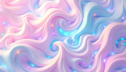 Obraz premium Colorful holographic background with abstract swirls and glowing patterns in pastel tones