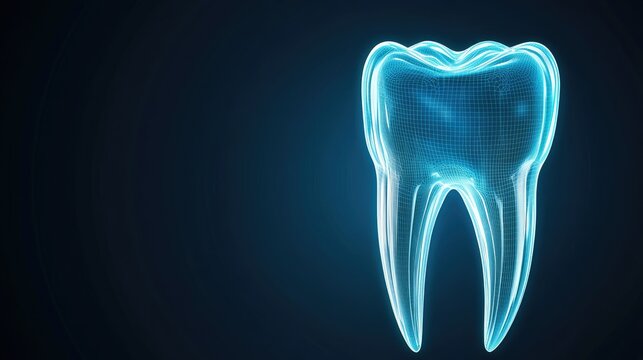 Health benefits of maintaining good dental hygiene highlighted through a digital representation of a healthy tooth with a glowing effect