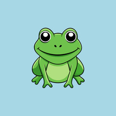 green frog on white background