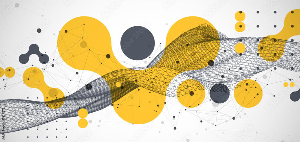 Poster the abstract wave is made in a frame style. template for science and technology presentation. vector