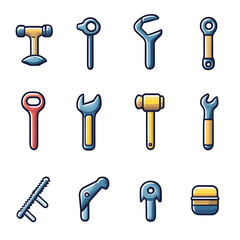 Repair line icons set. Screwdriver, Wrench, Hammer. Auto service. Vector --v 6.1 --s 750 --raw