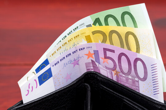 European moeny in the black wallet