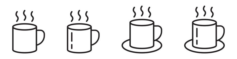 Cup line icon. Hot tea icon. Coffee cup line icons set.