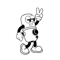 Retro character design of cool microphone outline