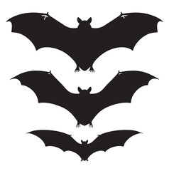 Fototapeta premium Vector silhouette set of bat on white background