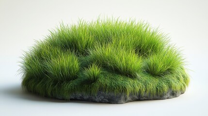 Lush green grass clumped together on a stone base. Soft, vibrant, and natural