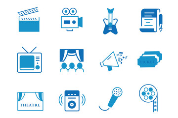 Arts solid vector icon set. Icons related to Painter, design, brush, construction, museum, poems, picture, writing, film, paintbrush, creative, tube, theatre, gallery, painting etc. 