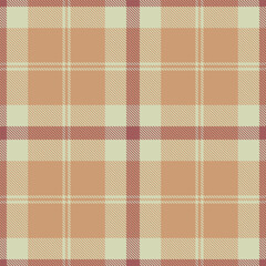 Fashion pattern fabric background, dining plaid texture textile. Pastel seamless vector check tartan in orange and light colors.