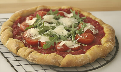 Rustic Tomato And Arugula Pizza