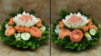Salmon Sushi Floral Arrangement on a Plate
