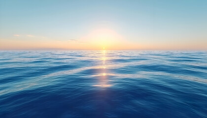 Serene Ocean Sunset: Golden Hour over Calm Blue Waters