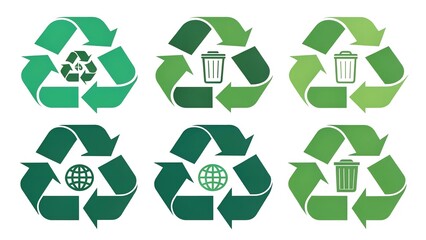 Obraz premium Recycling icons set isolated on white background. Arrow that rotates endlessly recycled concept. Recycle eco symbol, Ecology icons collection recycling garbage. Vector illustration.