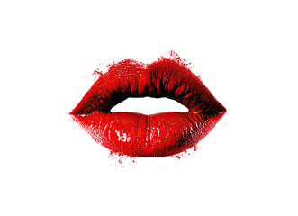 Smudged red lipstick