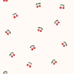 Vector illustration. Mini cherry seamless pattern, summer fabric design, baby clothes print, mini fruit seamless pattern	