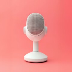 Modern microphone on a pastel background for audio recording. Digital marketing content and lead generation concept.