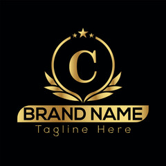 Golden vector illustration of a dollar symbol with a vintage gold design C logo design