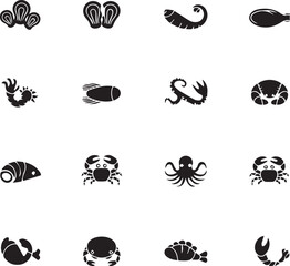 black and white icons set
