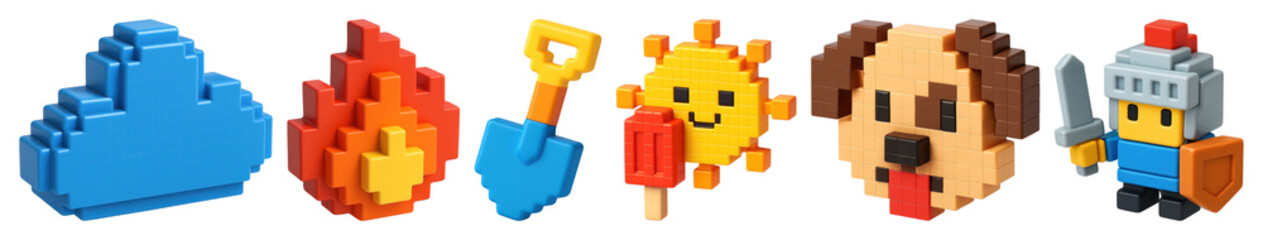Naklejka premium PNG 3d colorful pixel icon, transparent background