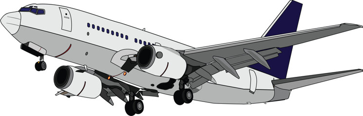 Vector illustration of a commercial airplane in side view
