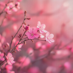 Obraz premium Magnolia pink blossom tree flowers, close up branch, outdoor. Blossom magnolia flower. 