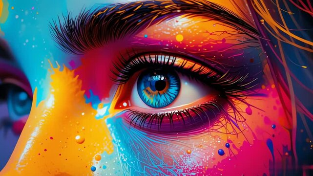 blinking eye animation surreal digital art and abstract motion effects