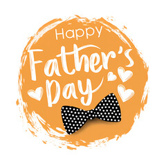 Happy Father’s Day Greeting with Polka Dot Bow Tie and Heart Design | Isolated on White Transparent Background