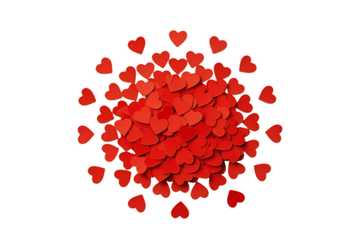 Red Hearts Burst, Love Theme with Transparent Background - Powered by Adobe