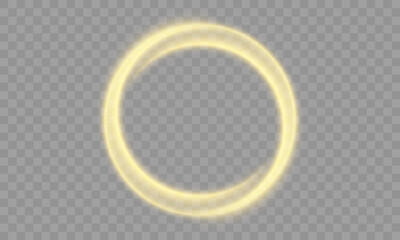 Round Tornado Vortex with Glowing Light Curves and Swirling Energy – Abstract Golden Sparkle Effect with Wind Motion, Particles, and Transparent Background – Vector Graphic