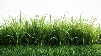 Fototapeta premium Lush green grass patch against a clean white background, nature's simplicity