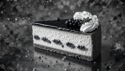 Black and white cheesecake transparent background.