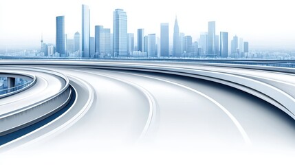 Fototapeta premium Futuristic metropolis panorama showcasing urban roadway and modern city skyline for innovative transportation development conceptual visuals
